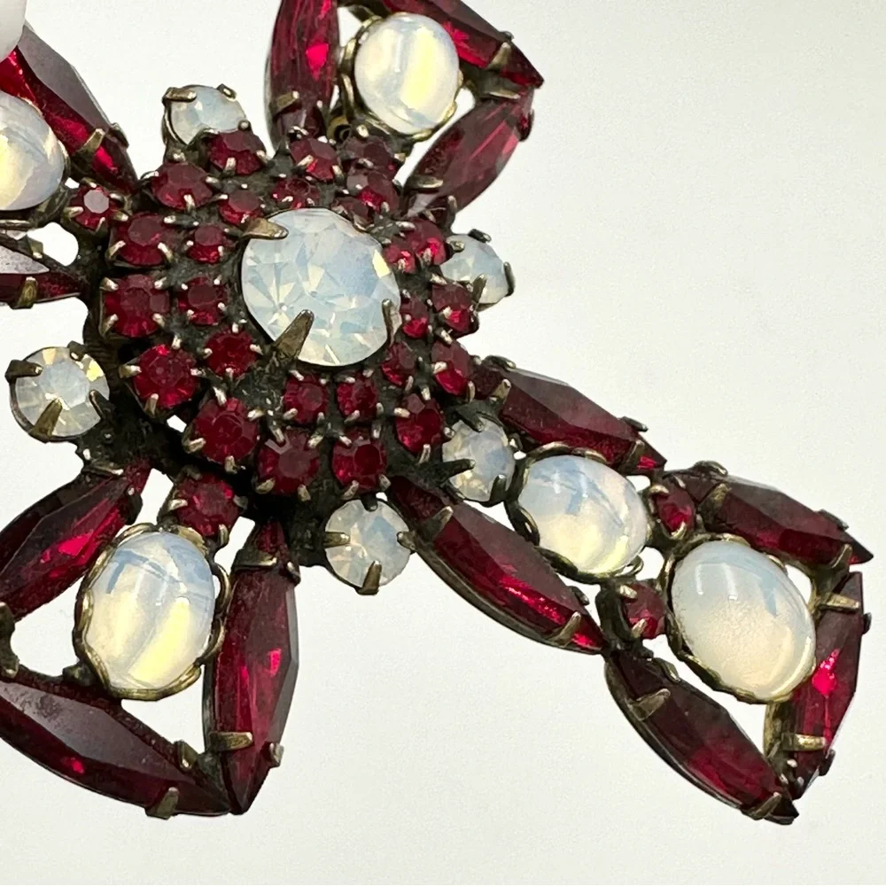 Alice Caviness Signed Rare Vintage Red Christian Cross Brooch